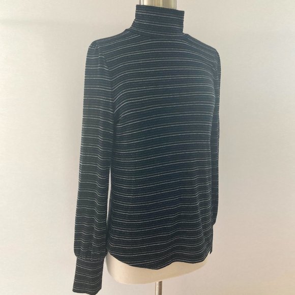 CJ. CREW Metallic Stripe Turtleneck Sweater , M - Picture 2 of 10